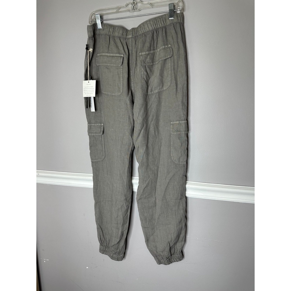 NWT Linen Cargo Pants Joggers Taupe/Tan Women's Sz Large Nicole Miller